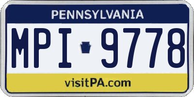 PA license plate MPI9778