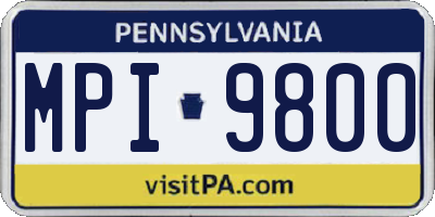 PA license plate MPI9800