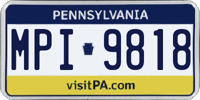 PA license plate MPI9818