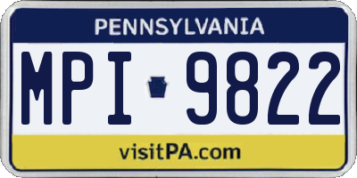 PA license plate MPI9822
