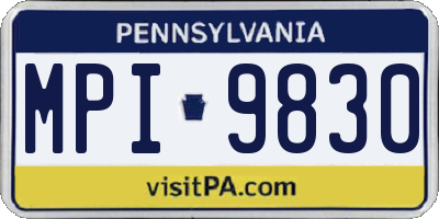 PA license plate MPI9830