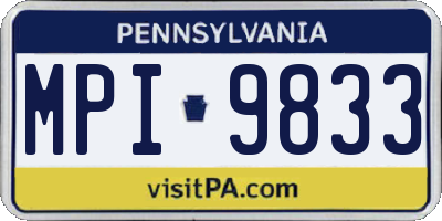 PA license plate MPI9833