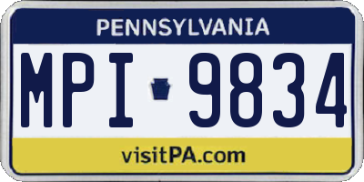 PA license plate MPI9834