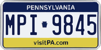 PA license plate MPI9845