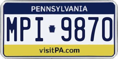 PA license plate MPI9870