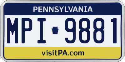 PA license plate MPI9881