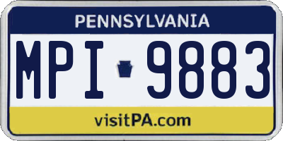 PA license plate MPI9883