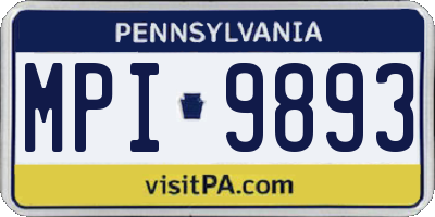 PA license plate MPI9893