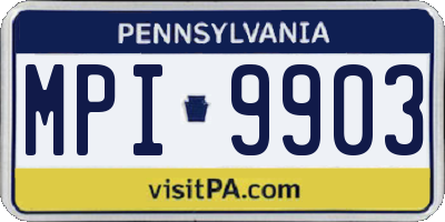 PA license plate MPI9903
