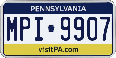 PA license plate MPI9907