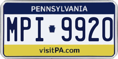 PA license plate MPI9920