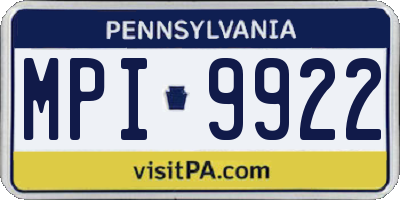 PA license plate MPI9922