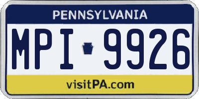PA license plate MPI9926