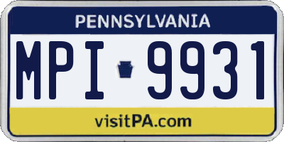 PA license plate MPI9931
