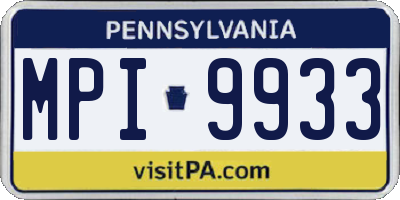 PA license plate MPI9933