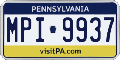 PA license plate MPI9937