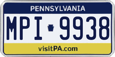 PA license plate MPI9938