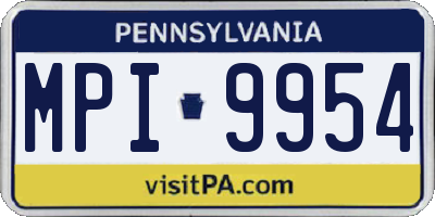 PA license plate MPI9954