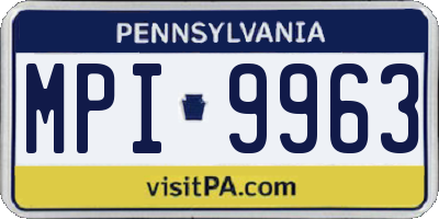 PA license plate MPI9963