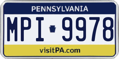PA license plate MPI9978