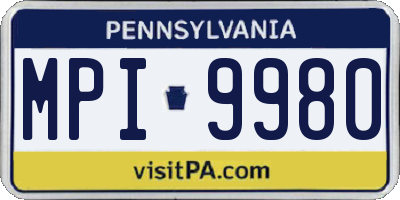PA license plate MPI9980