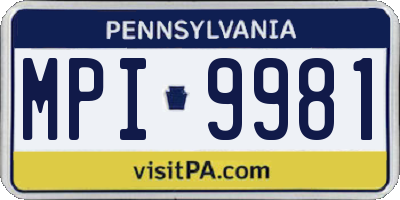 PA license plate MPI9981