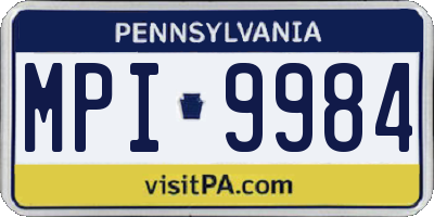PA license plate MPI9984