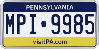 PA license plate MPI9985