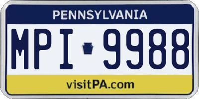PA license plate MPI9988