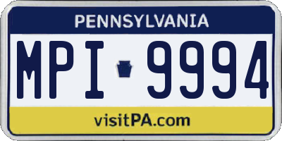 PA license plate MPI9994