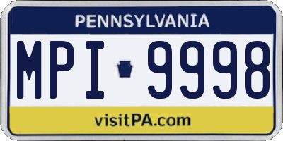 PA license plate MPI9998