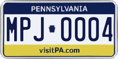 PA license plate MPJ0004