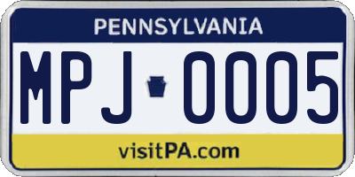 PA license plate MPJ0005