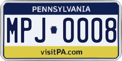 PA license plate MPJ0008