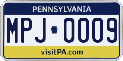 PA license plate MPJ0009