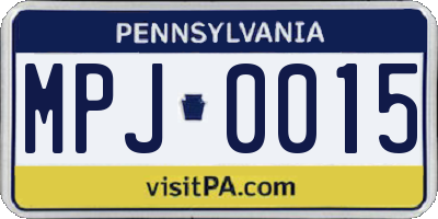 PA license plate MPJ0015