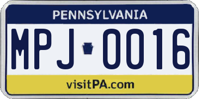 PA license plate MPJ0016
