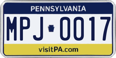 PA license plate MPJ0017