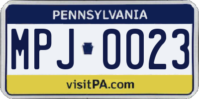 PA license plate MPJ0023