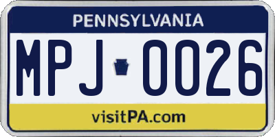 PA license plate MPJ0026