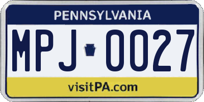 PA license plate MPJ0027