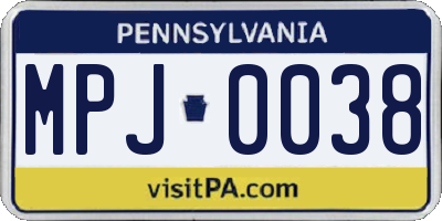 PA license plate MPJ0038