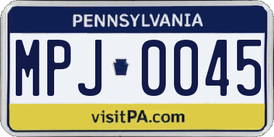 PA license plate MPJ0045