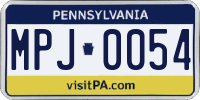 PA license plate MPJ0054