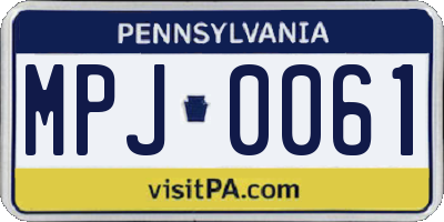 PA license plate MPJ0061