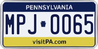 PA license plate MPJ0065