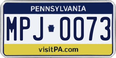 PA license plate MPJ0073
