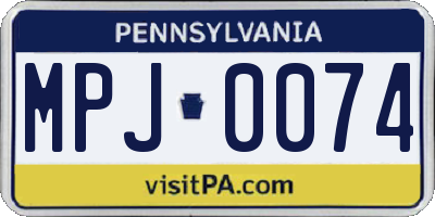 PA license plate MPJ0074