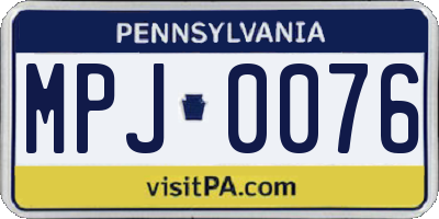 PA license plate MPJ0076