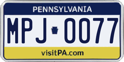 PA license plate MPJ0077